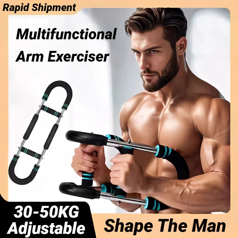 Adjustable U-Shaped Arm Exerciser with Foam Handle Spring Workout Bar Forearm Triceps Chest Expander Portable Fitness Equipment